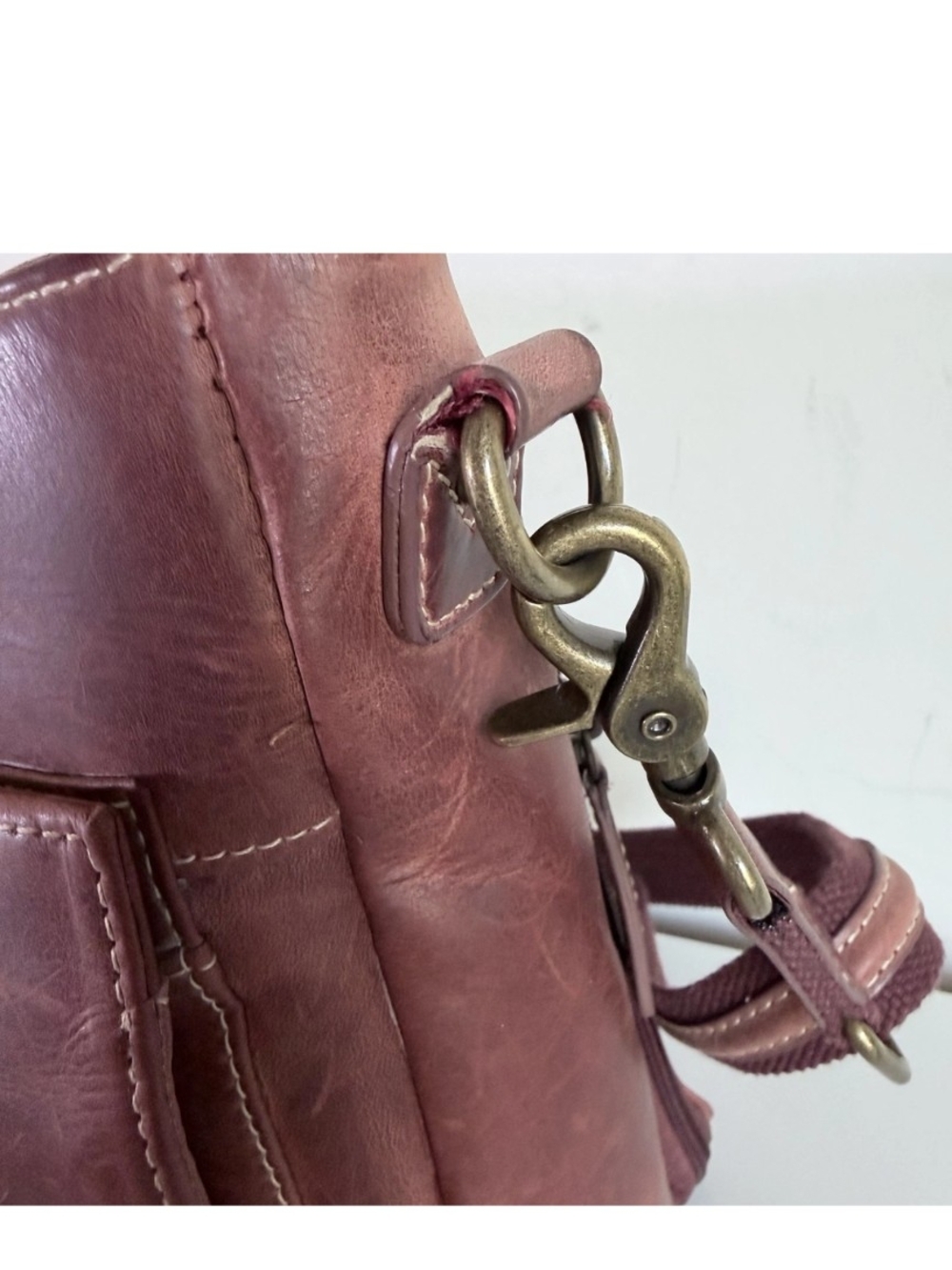 Women's Dusty Rose Leather Crossbody Bag - Unbranded